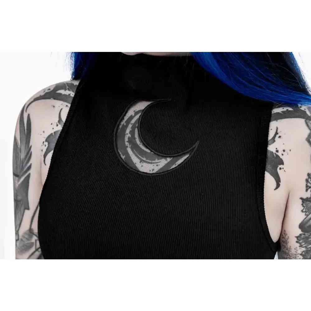 Restyle - Jasmin Crescent Zircons Crop top - Zwart